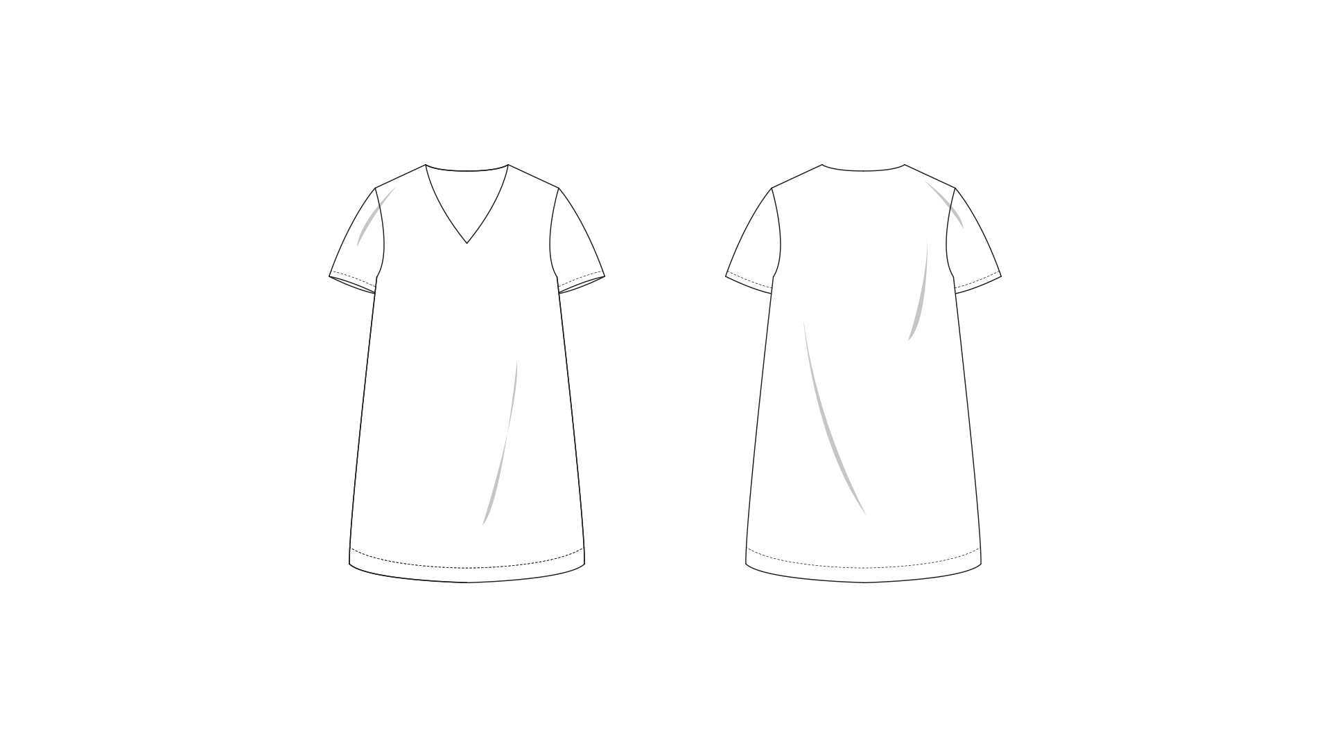 아동 브이넥 롱원피스 0061 도식화 - 정면/후면