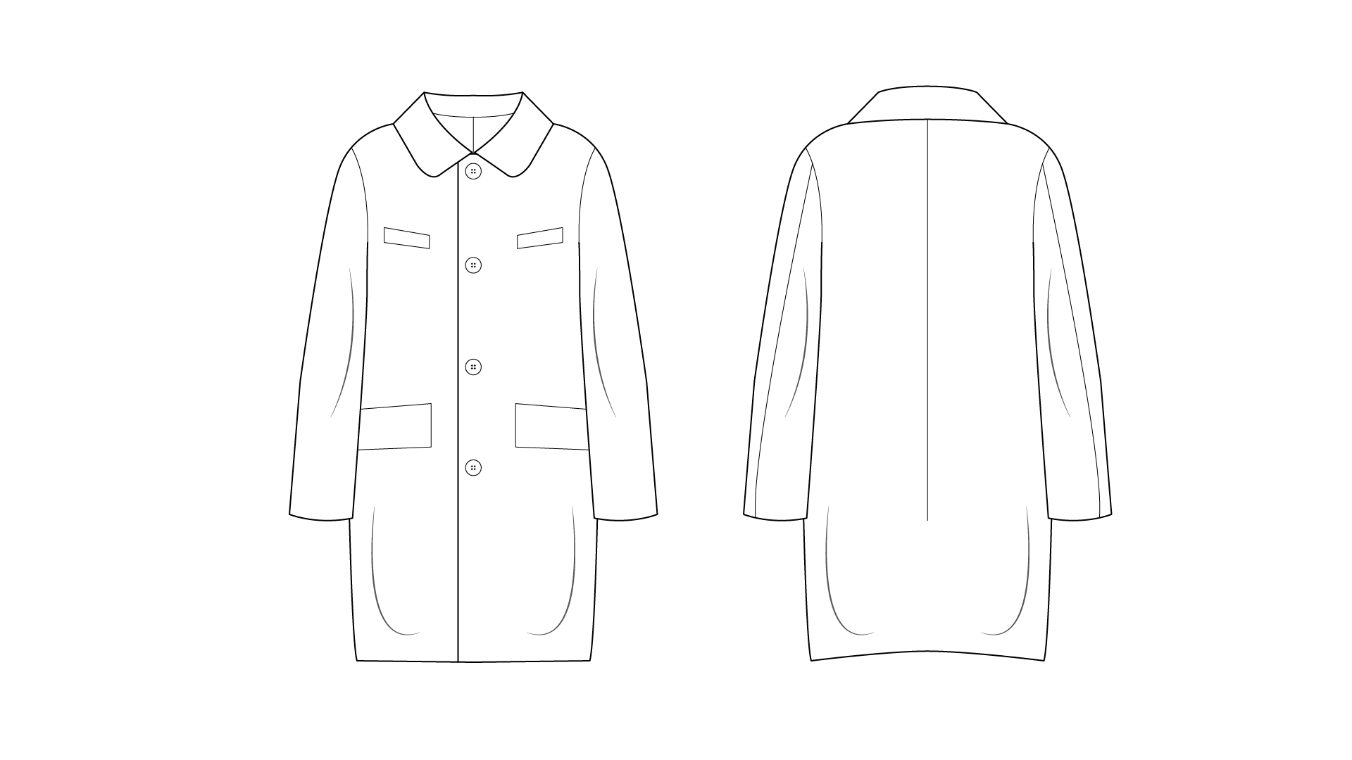아동 카라 플랩포켓 코트 0059 도식화 - 정면/후면