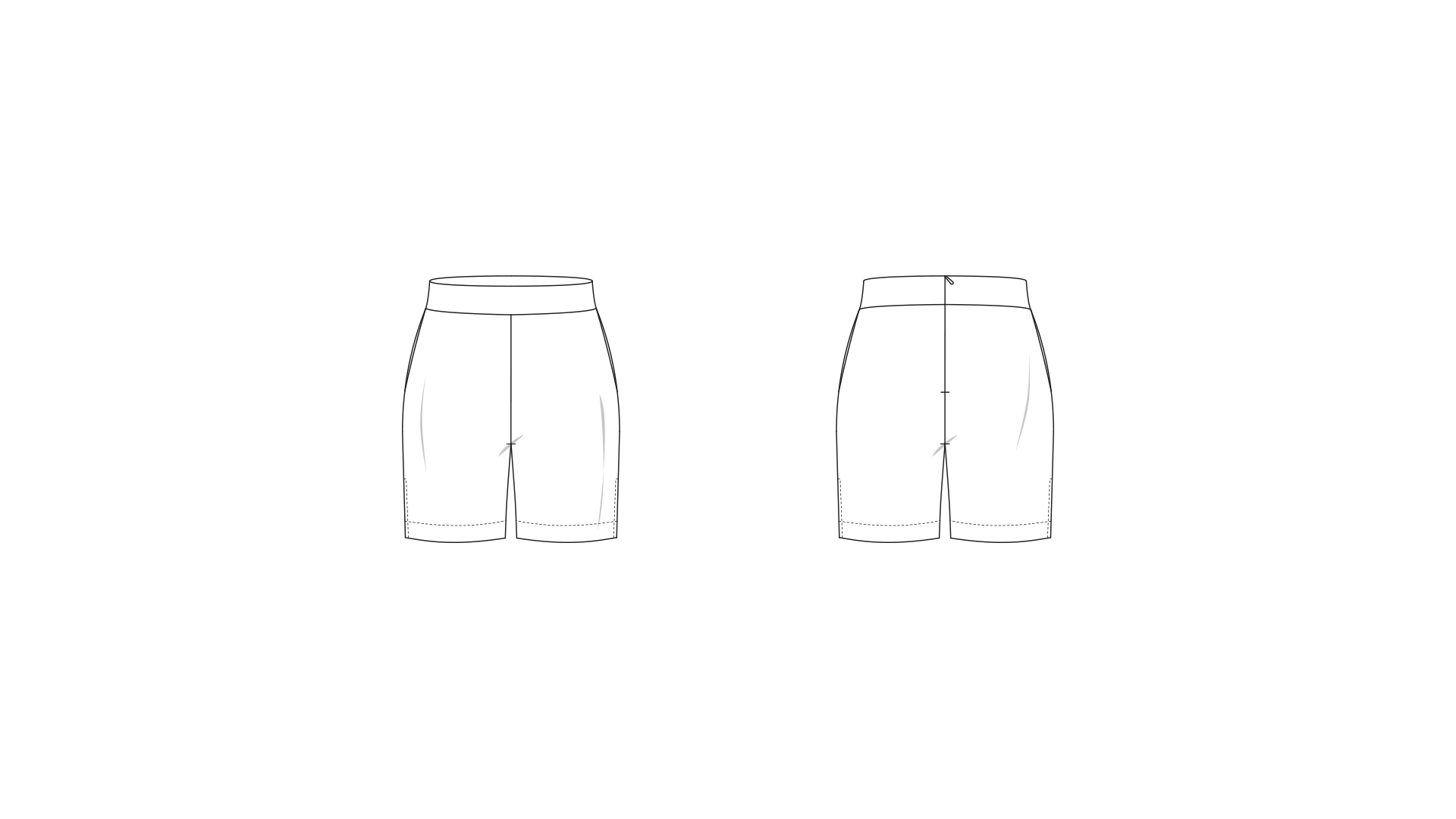 여성 슬림핏 집업 반바지 0005 도식화 - 정면/후면